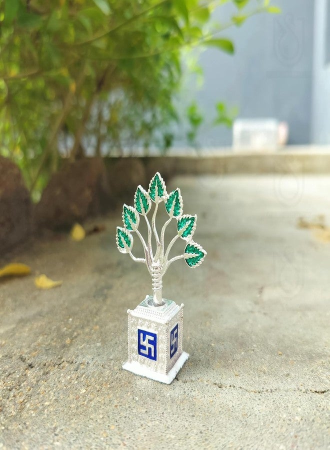 Comelyns Silver Plated Tulsi Plant for Pooja Decorative, Pooja Items, Pooja Thali Set, Religious Metal Tulsi Kyara, Wedding Return Gift, Pooja Articles, vastu Items,Tulsi Plant for Showpiece - Image 5